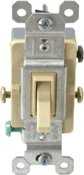 Pass & Seymour - 3 Pole, 120 VAC, 15 Amp, Specification Grade, Toggle, Wall and Dimmer Light Switch - 1-1/4 Inch Wide x 3.281 Inch High - USA Tool & Supply