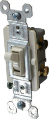 Pass & Seymour - 3 Pole, 120 VAC, 15 Amp, Specification Grade, Toggle, Wall and Dimmer Light Switch - 1-1/4 Inch Wide x 3.281 Inch High - USA Tool & Supply