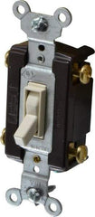 Pass & Seymour - 4 Pole, 120 VAC, 15 Amp, Specification Grade, Toggle, Wall and Dimmer Light Switch - 1-1/4 Inch Wide x 3.281 Inch High - USA Tool & Supply