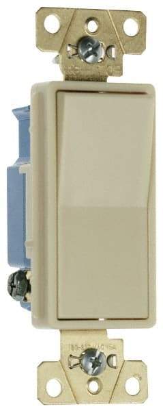 Pass & Seymour - 3 Pole, 120 to 277 VAC, 20 Amp, Specification Grade, Rocker, Wall and Dimmer Light Switch - 1.3 Inch Wide x 4.2 Inch High - USA Tool & Supply