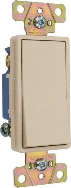 Pass & Seymour - 3 Pole, 120 to 277 VAC, 15 Amp, Specification Grade, Rocker, Wall and Dimmer Light Switch - 1.3 Inch Wide x 4.2 Inch High - USA Tool & Supply