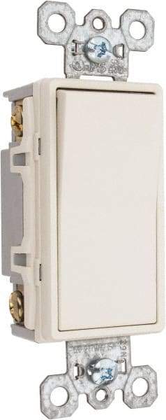 Pass & Seymour - 4 Pole, 120 to 277 VAC, 15 Amp, Specification Grade, Rocker, Wall and Dimmer Light Switch - 1.43 Inch Wide x 4.19 Inch High - USA Tool & Supply