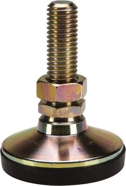 J.W. Winco - 5/8-11 Bolt Thread, Studded Pivotal Stud Mount Leveling Pad & Mount - 4,350 Max Lb Capacity, 2-1/2" Base Diam - USA Tool & Supply