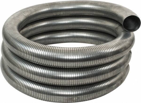 Federal Hose - 4" ID, -60 to 400°F, Galvanized Steel Unlined Flexible Metal Duct Hose - 18" Bend Radius, 25' Long - USA Tool & Supply