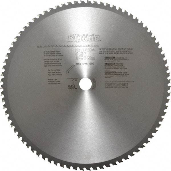 Porter-Cable - 14" Diam, 1" Arbor Hole Diam, 80 Tooth Wet & Dry Cut Saw Blade - Carbide-Tipped, Cutoff Action, Standard Round Arbor - USA Tool & Supply