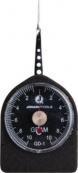 Jonard Tools - 0.02 Lb. Capacity, Mechanical Tension and Compression Force Gage - 0.25 gf Resolution, Aluminum Housing - USA Tool & Supply