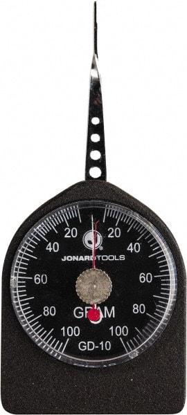 Jonard Tools - 0.05 Lb. Capacity, Mechanical Tension and Compression Force Gage - 2 gf Resolution, Aluminum Housing - USA Tool & Supply