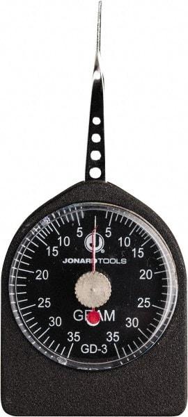 Jonard Tools - 0.08 Lb. Capacity, Mechanical Tension and Compression Force Gage - 1 gf Resolution, Aluminum Housing - USA Tool & Supply