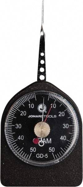 Jonard Tools - 0.33 Lb. Capacity, Mechanical Tension and Compression Force Gage - 1 gf Resolution, Aluminum Housing - USA Tool & Supply
