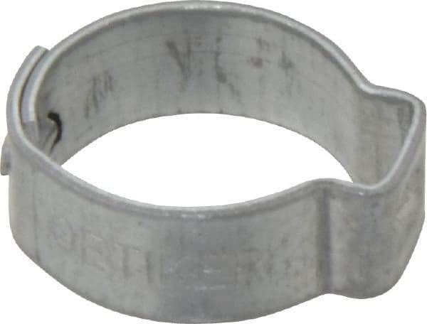 Oetiker - 13.5 to 15.7mm, Zinc-Plated 1-Ear Clamp - 5/8" Noml Size, 7mm Inner Width, 7mm Wide x 0.75mm Thick, Carbon Steel - USA Tool & Supply