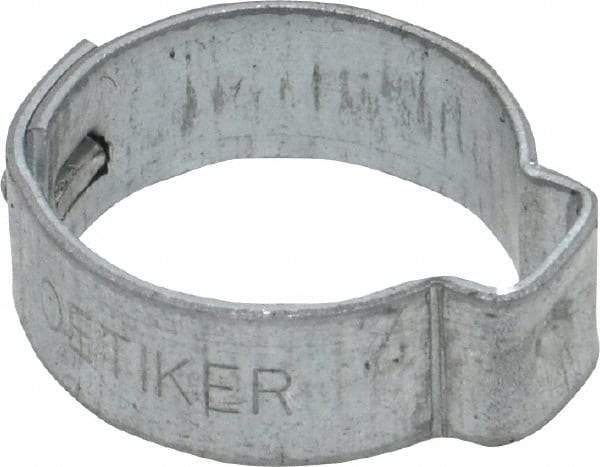 Oetiker - 15.1 to 17mm, Zinc-Plated 1-Ear Clamp - 11/16" Noml Size, 6mm Inner Width, 7mm Wide x 0.75mm Thick, Carbon Steel - USA Tool & Supply