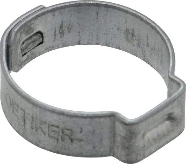 Oetiker - 17 to 19.8mm, Zinc-Plated 1-Ear Clamp - 3/4" Noml Size, 9mm Inner Width, 7mm Wide x 0.75mm Thick, Carbon Steel - USA Tool & Supply