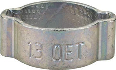 Oetiker - 10.8 to 13mm, Zinc-Plated 2-Ear Clamp - 1/2" Noml Size, 3.45mm Inner Width, 7mm Wide x 1mm Thick, Carbon Steel - USA Tool & Supply