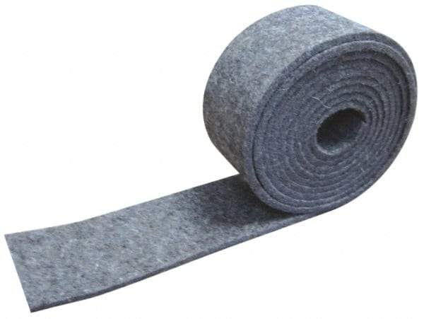 Made in USA - 1/8 Inch Thick x 1 Inch Wide x 5 Ft. Long, Felt Stripping - Gray, Plain Backing - USA Tool & Supply