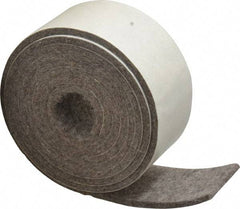 Made in USA - 1/8 Inch Thick x 1-1/2 Inch Wide x 5 Ft. Long, Felt Stripping - Gray, Plain Backing - USA Tool & Supply