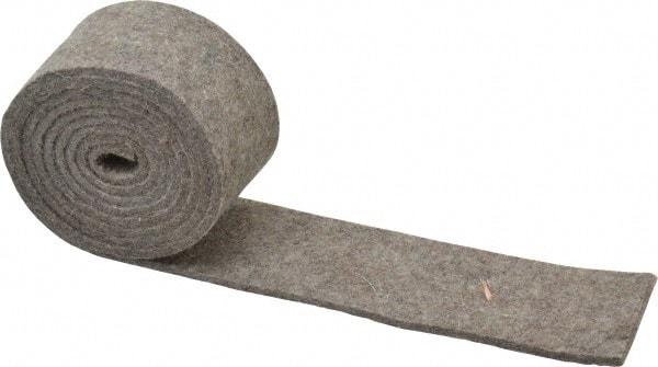 Made in USA - 1/8 Inch Thick x 2 Inch Wide x 5 Ft. Long, Felt Stripping - Gray, Plain Backing - USA Tool & Supply