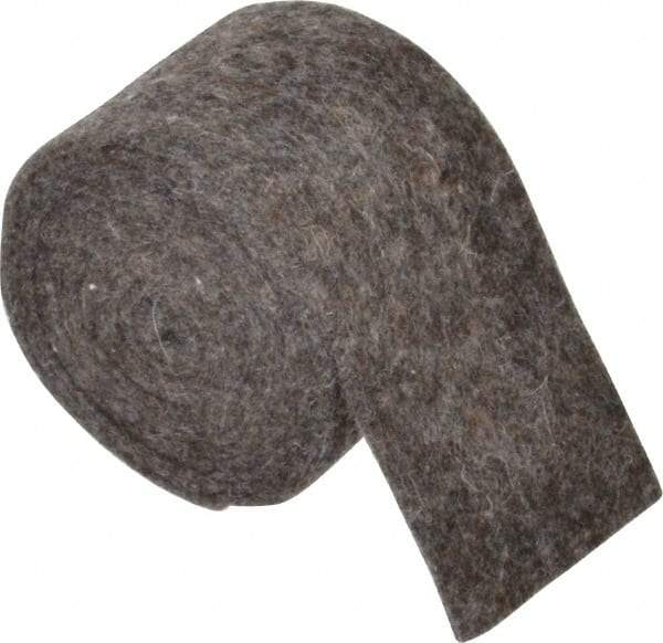 Made in USA - 1/8 Inch Thick x 2 Inch Wide x 5 Ft. Long, Felt Stripping - Gray, Plain Backing - USA Tool & Supply