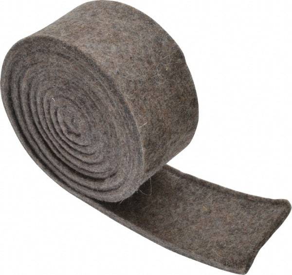 Made in USA - 1/4 Inch Thick x 2 Inch Wide x 5 Ft. Long, Felt Stripping - Gray, Plain Backing - USA Tool & Supply