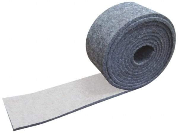 Made in USA - 1/8 Inch Thick x 1-1/2 Inch Wide x 10 Ft. Long, Felt Stripping - Gray, Adhesive Backing - USA Tool & Supply