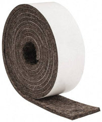 Made in USA - 1/8 Inch Thick x 1 Inch Wide x 5 Ft. Long, Felt Stripping - Gray, Adhesive Backing - USA Tool & Supply