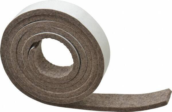 Made in USA - 1/4 Inch Thick x 1 Inch Wide x 5 Ft. Long, Felt Stripping - Gray, Adhesive Backing - USA Tool & Supply