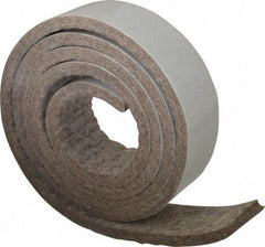 Made in USA - 1/4 Inch Thick x 1-1/2 Inch Wide x 5 Ft. Long, Felt Stripping - Gray, Adhesive Backing - USA Tool & Supply