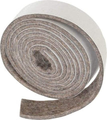 Made in USA - 1/8 Inch Thick x 1 Inch Wide x 5 Ft. Long, Felt Stripping - Gray, Adhesive Backing - USA Tool & Supply