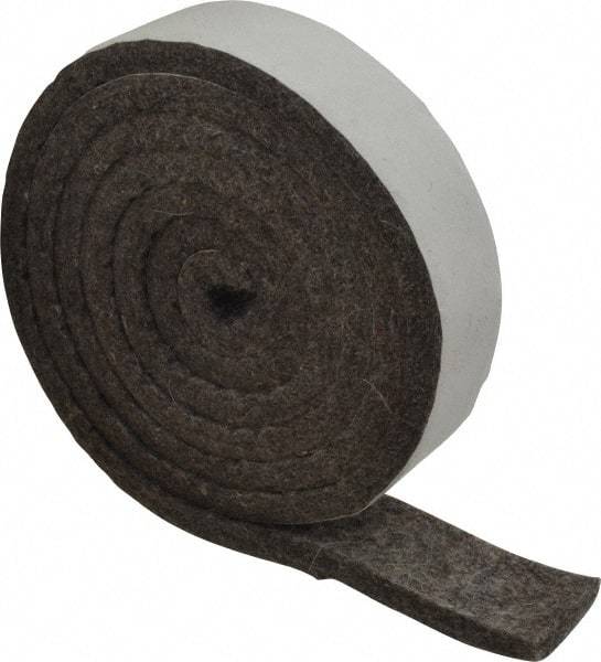 Made in USA - 1/4 Inch Thick x 1 Inch Wide x 5 Ft. Long, Felt Stripping - Gray, Adhesive Backing - USA Tool & Supply