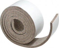 Made in USA - 1/4 Inch Thick x 2 Inch Wide x 5 Ft. Long, Felt Stripping - Gray, Adhesive Backing - USA Tool & Supply