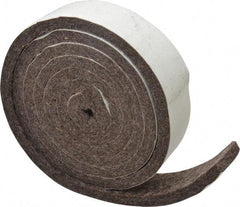 Made in USA - 1/4 Inch Thick x 1 Inch Wide x 5 Ft. Long, Felt Stripping - Gray, Adhesive Backing - USA Tool & Supply