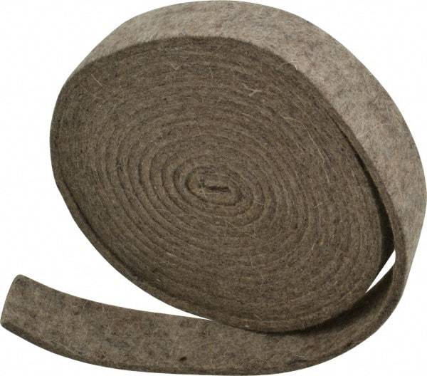 Made in USA - 1/8 Inch Thick x 1 Inch Wide x 10 Ft. Long, Felt Stripping - Gray, Plain Backing - USA Tool & Supply