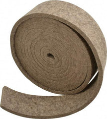 Made in USA - 1/4 Inch Thick x 2 Inch Wide x 10 Ft. Long, Felt Stripping - Gray, Plain Backing - USA Tool & Supply