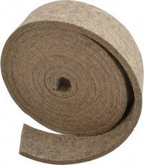 Made in USA - 1/4 Inch Thick x 2 Inch Wide x 10 Ft. Long, Felt Stripping - Gray, Plain Backing - USA Tool & Supply