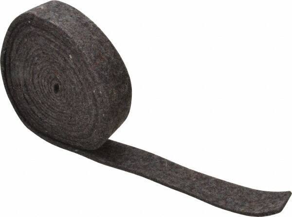 Made in USA - 1/8 Inch Thick x 1 Inch Wide x 10 Ft. Long, Felt Stripping - Gray, Plain Backing - USA Tool & Supply