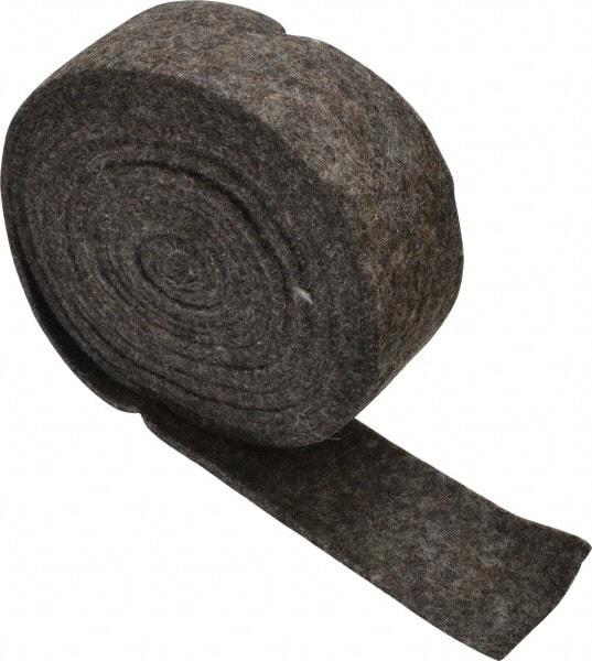 Made in USA - 1/8 Inch Thick x 1-1/2 Inch Wide x 10 Ft. Long, Felt Stripping - Gray, Plain Backing - USA Tool & Supply