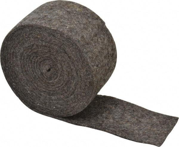 Made in USA - 1/8 Inch Thick x 2 Inch Wide x 10 Ft. Long, Felt Stripping - Gray, Plain Backing - USA Tool & Supply