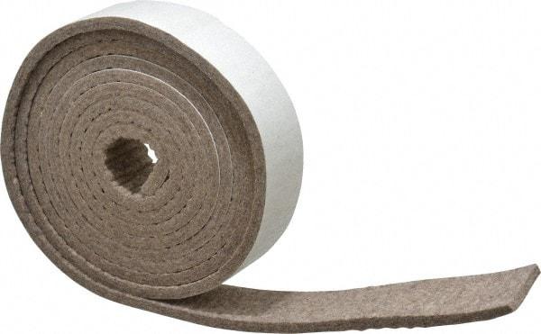 Made in USA - 1/4 Inch Thick x 1-1/2 Inch Wide x 10 Ft. Long, Felt Stripping - Gray, Adhesive Backing - USA Tool & Supply