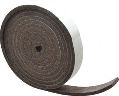 Made in USA - 1/4 Inch Thick x 1 Inch Wide x 10 Ft. Long, Felt Stripping - Gray, Adhesive Backing - USA Tool & Supply