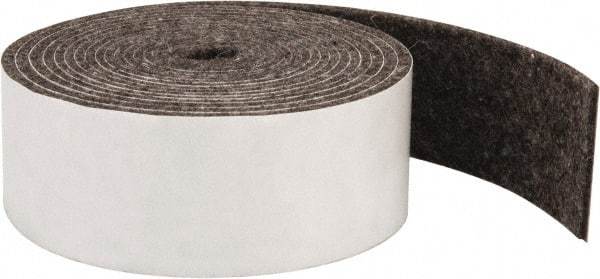 Made in USA - 1/8 Inch Thick x 1-1/2 Inch Wide x 10 Ft. Long, Felt Stripping - Gray, Adhesive Backing - USA Tool & Supply