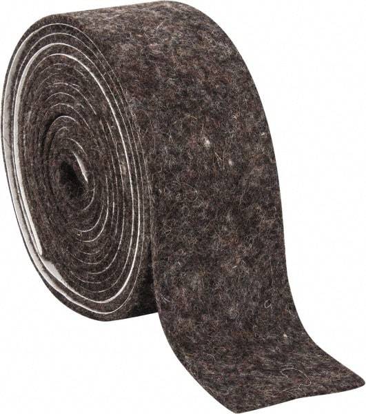 Made in USA - 1/8 Inch Thick x 2 Inch Wide x 10 Ft. Long, Felt Stripping - Gray, Adhesive Backing - USA Tool & Supply