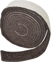 Made in USA - 1/4 Inch Thick x 1-1/2 Inch Wide x 10 Ft. Long, Felt Stripping - Gray, Adhesive Backing - USA Tool & Supply