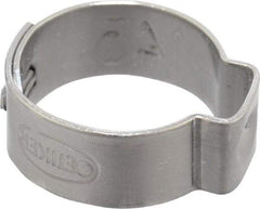 Oetiker - 12.6 to 14.5mm, 1-Ear Clamp - 9/16" Noml Size, 6mm Inner Width, 7mm Wide x 0.6mm Thick, Stainless Steel - USA Tool & Supply