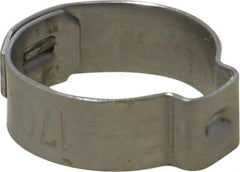 Oetiker - 15.1 to 17mm, 1-Ear Clamp - 11/16" Noml Size, 6mm Inner Width, 7mm Wide x 0.6mm Thick, Stainless Steel - USA Tool & Supply