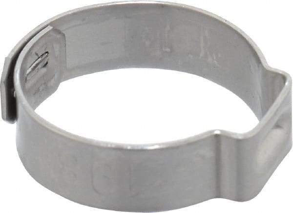 Oetiker - 17 to 19.8mm, 1-Ear Clamp - 3/4" Noml Size, 9mm Inner Width, 7mm Wide x 0.6mm Thick, Stainless Steel - USA Tool & Supply