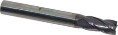 Niagara Cutter - 1/2", 1" LOC, 1/2" Shank Diam, 4" OAL, 4 Flute, Solid Carbide Square End Mill - Single End, TiAlN Finish, Spiral Flute, 30° Helix, Centercutting, Right Hand Cut, Right Hand Flute, Series C430 - USA Tool & Supply