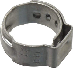 Oetiker - Stepless Ear Clamp - 1/2" Noml Size, 8mm Inner Width, 7mm Wide x 0.6mm Thick, Stainless Steel - USA Tool & Supply