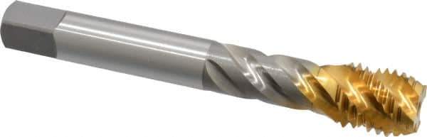 OSG - 3/4-10 UNC 4 Flute 2B Modified Bottoming Spiral Flute Tap - Vanadium High Speed Steel, TiN Finish, 125mm OAL, Right Hand Flute, Right Hand Thread - USA Tool & Supply