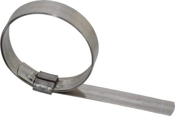 IDEAL TRIDON - 2-1/2" ID, Grade 201, Stainless Steel Preformed J-Type Clamp - 5/8" Wide x 0.03" Thick - USA Tool & Supply