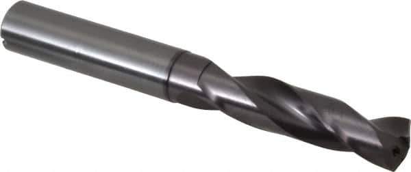Guhring - 11.7mm 140° Spiral Flute Solid Carbide Screw Machine Drill Bit - FIREX Finish, Right Hand Cut, 55mm Flute Length, 102mm OAL, SU Point, Straight Shank, Through Coolant - USA Tool & Supply