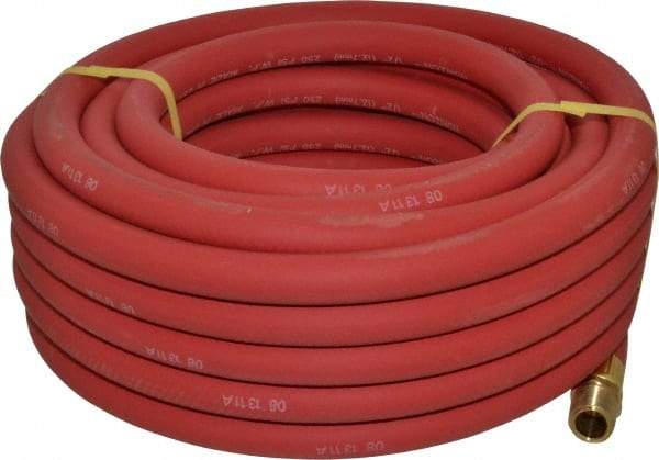 Continental ContiTech - 1/2" ID x 0.838" OD 50' Long Multipurpose Air Hose - MNPT x MNPT Ends, 250 Working psi, -40 to 190°F, 1/2" Fitting, Red - USA Tool & Supply